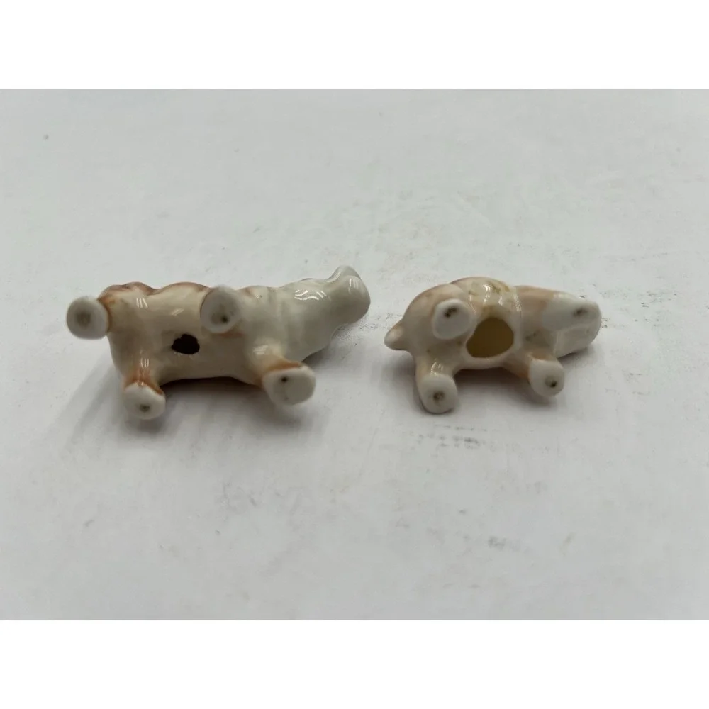 Vintage Miniature Porcelain Hippopotamus Figurines Pair Adult Baby Hippo